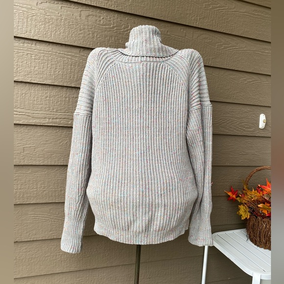 Free People Leo Sweater Silver Gleam Combo XS Oversized - Picture 3 of 16